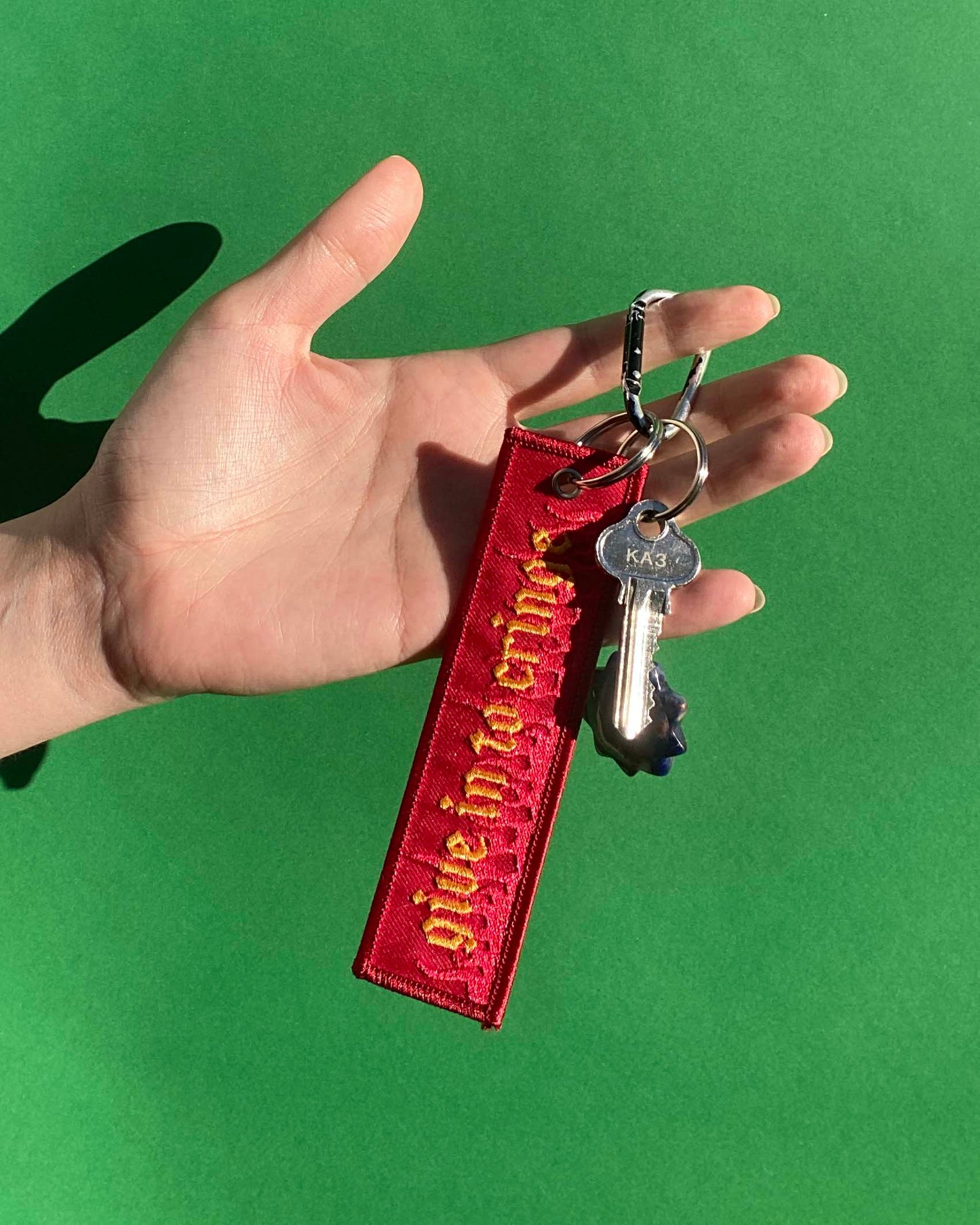 GIVE IN TO CRINGE | Embroidered Keyring