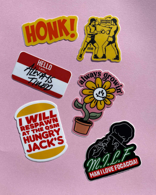 VOL 3 (Blue) Typographic Sticker Pack | 6 Matte Vinyl Stickers