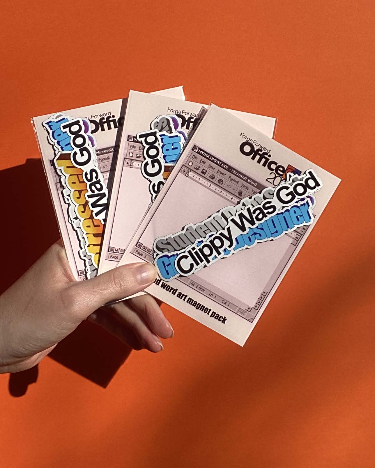 Nostalgic WordArt Magnet Pack | 90s Microsoft Office-Inspired Graphic Design Magnets