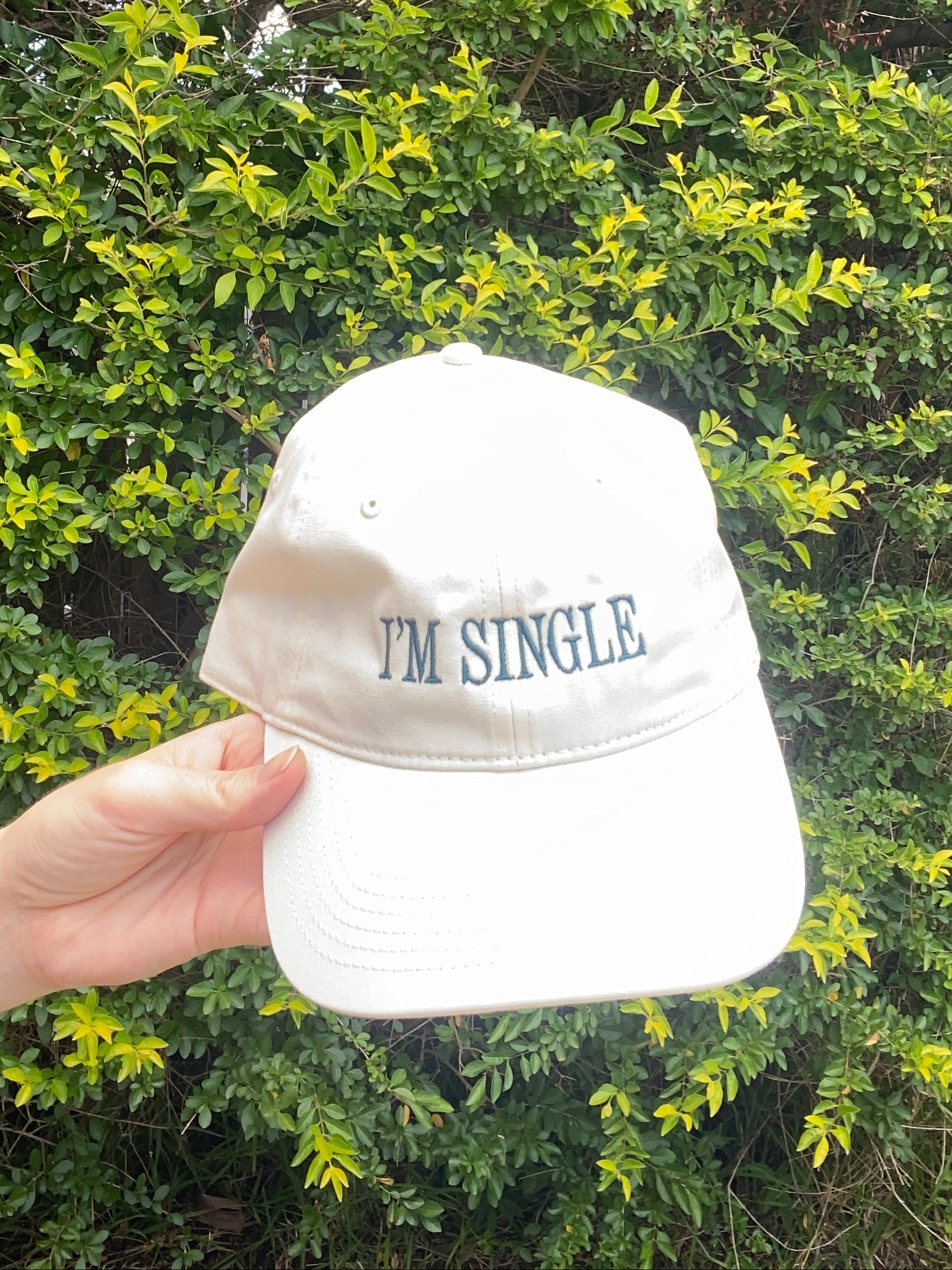 I'M SINGLE | Ecru + Green Stitching Cap | ONLY 10 AVAILABLE