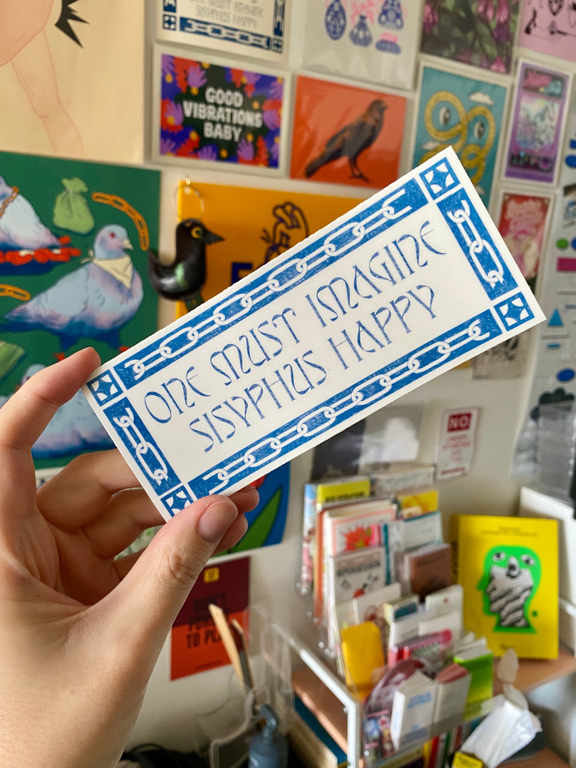 One Must Imagine Sisyphus Happy | Matte Vinyl Die cut Sticker