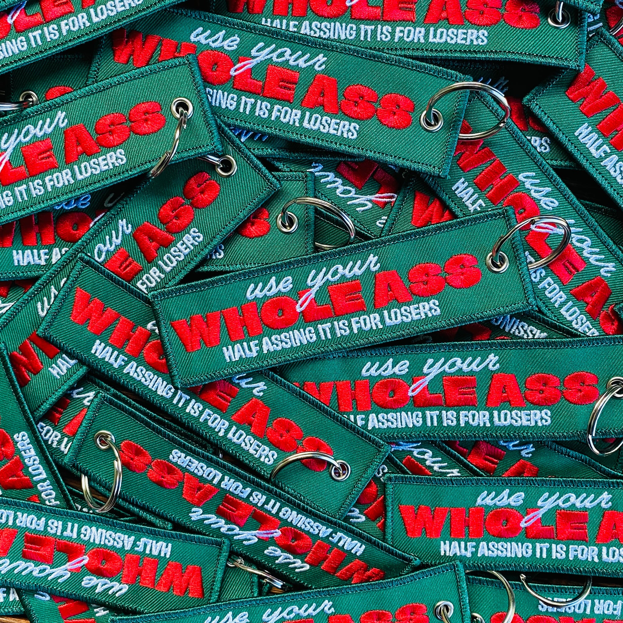 Whole A$$ | Green | Embroidered Key Chain