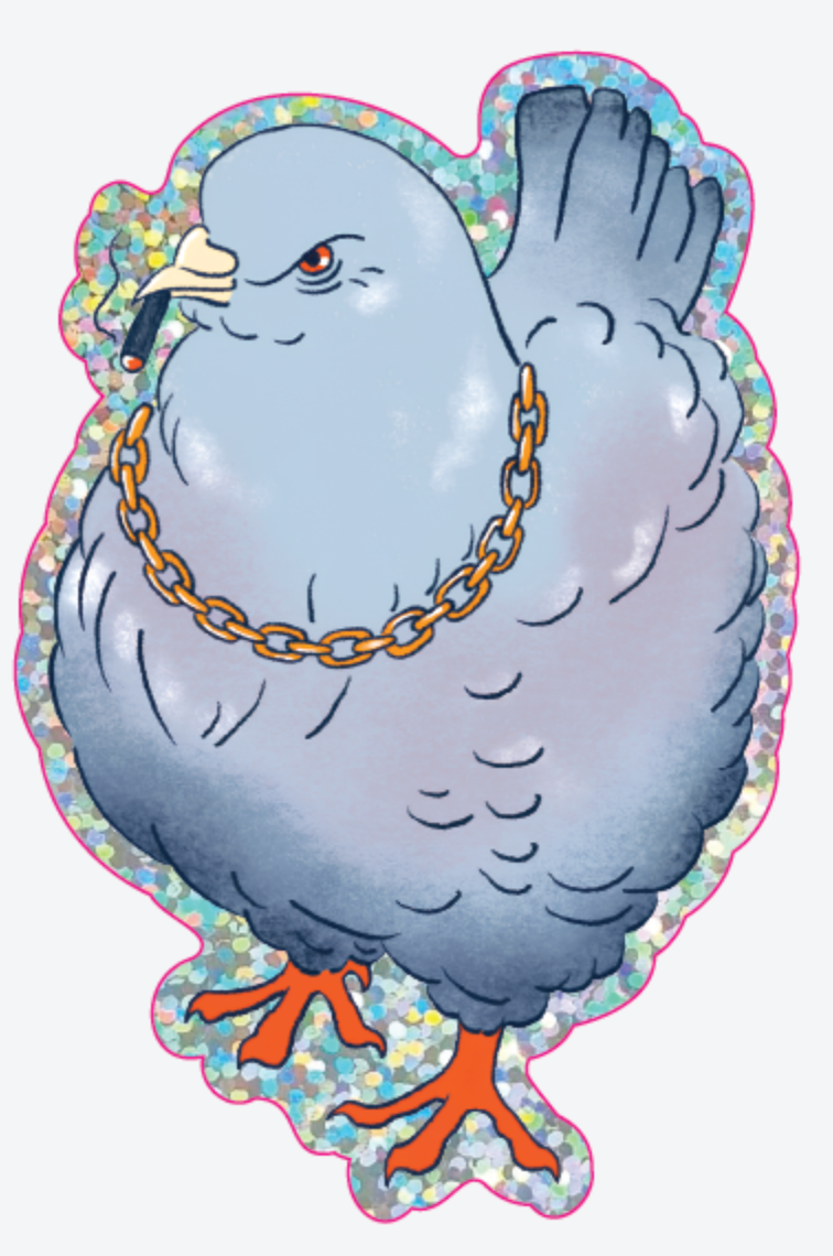 Glitter Gang Pigeon Die Cut Sticker | Big Boss