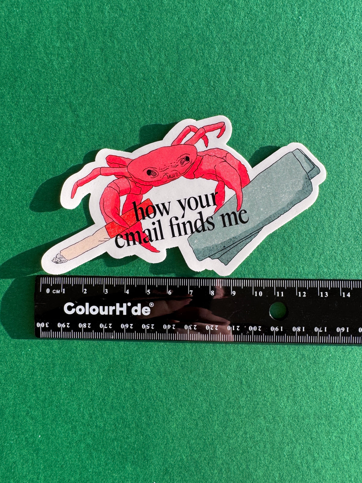 How Your Email Finds Me | LARGE Smoking Crab Matte Vinyl Die Cut Sticker