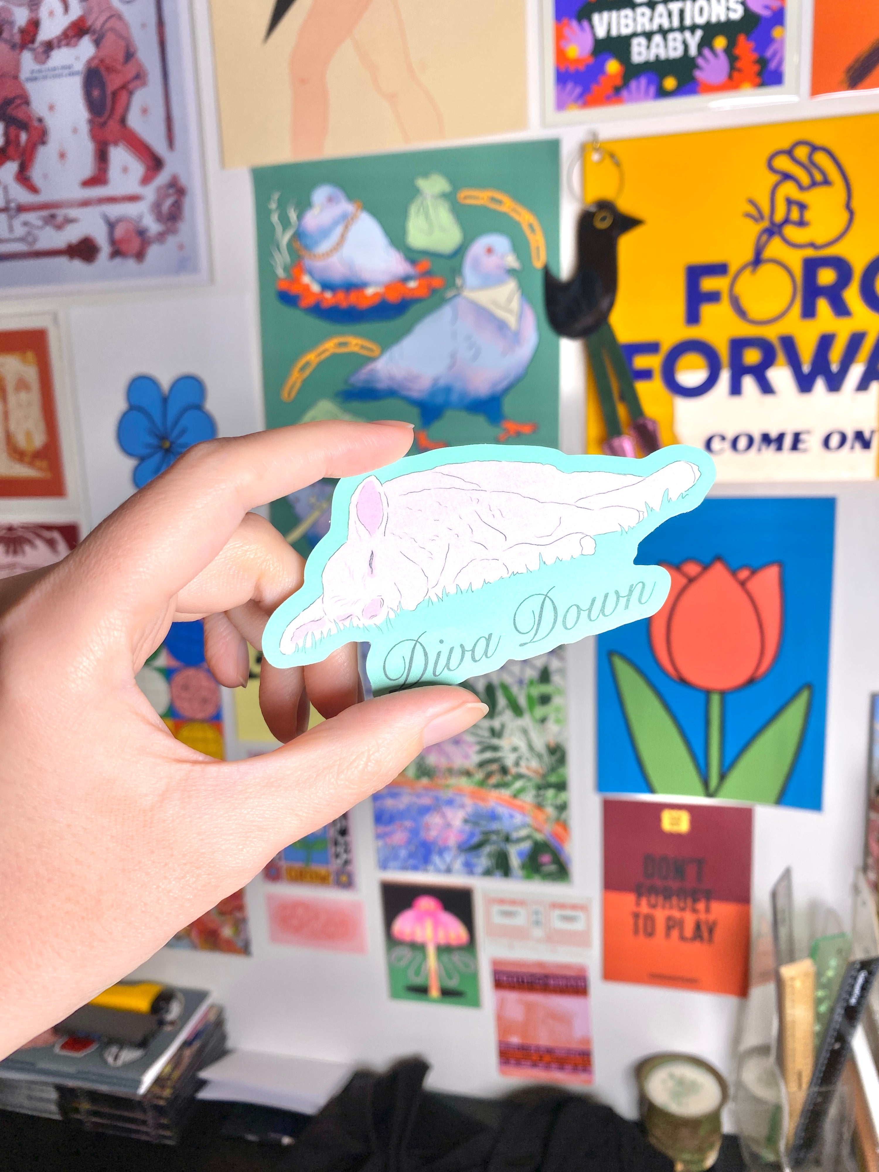 Diva Down | Sleepy Lamb Matte Vinyl Die Cut Sticker