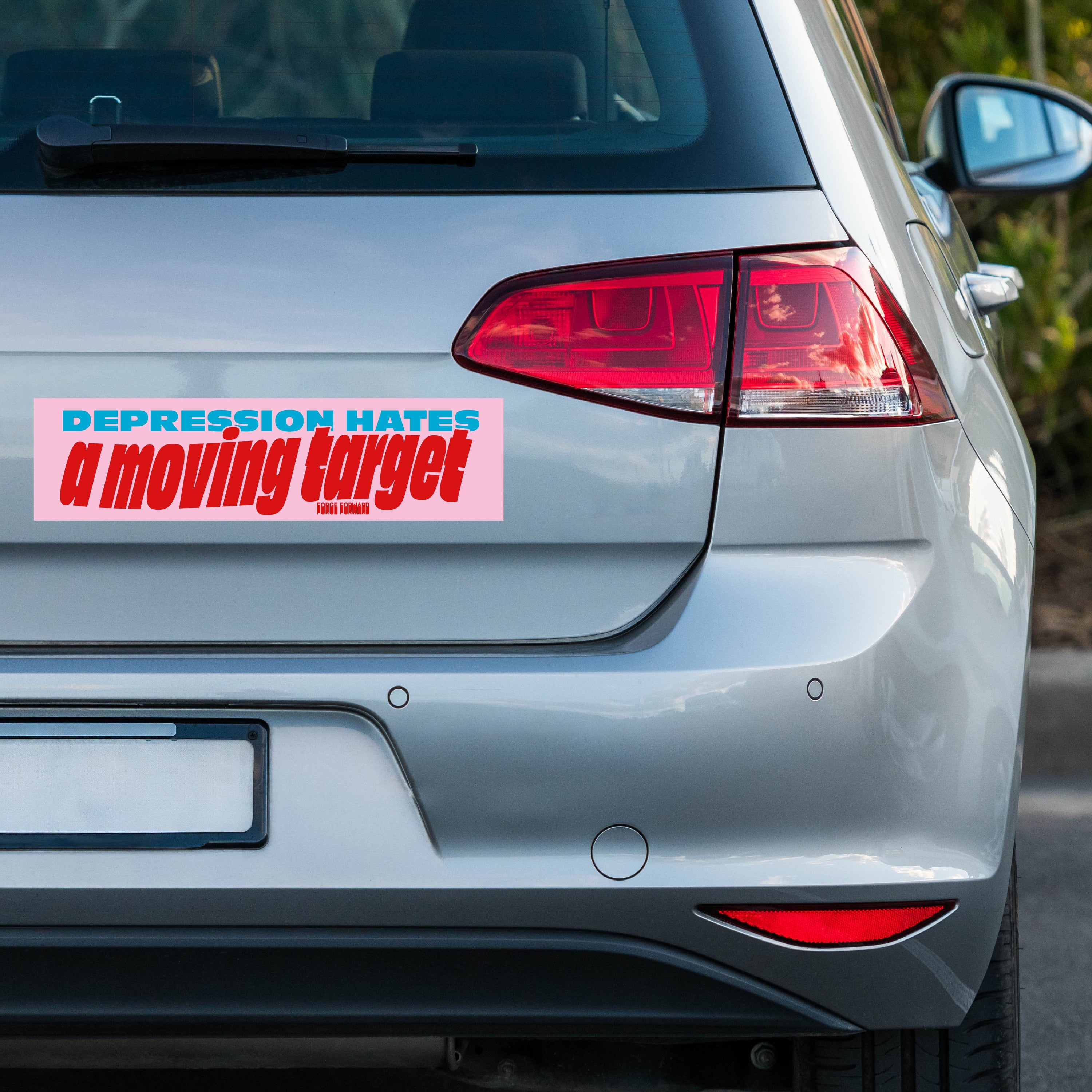 Depression Hates A Moving Target Bumper Sticker