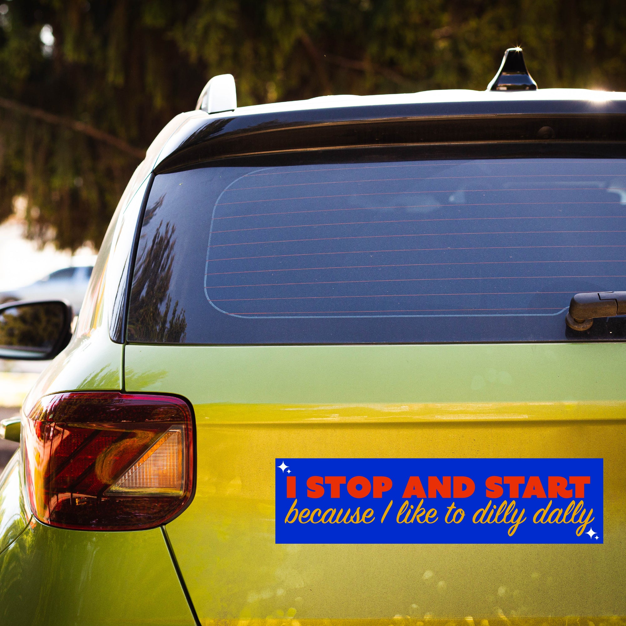 I Stop and Start Because I Like To Dilly Dally Bumper Sticker