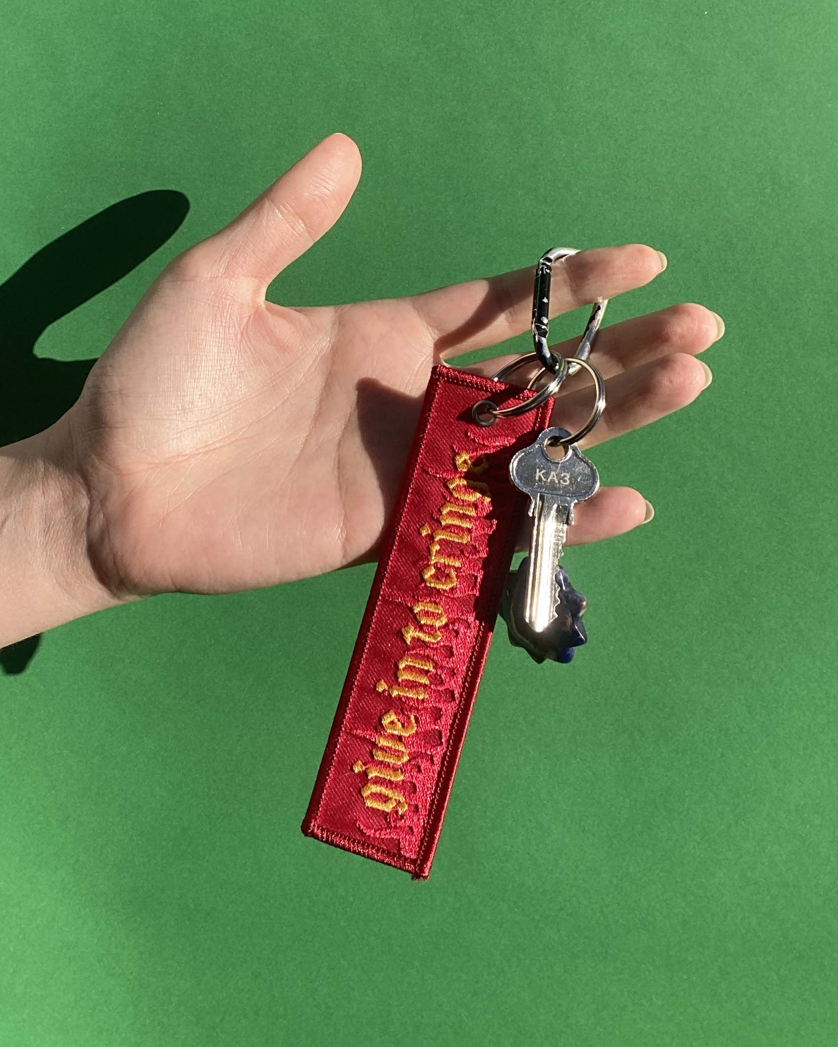 GIVE IN TO CRINGE | Embroidered Keyring