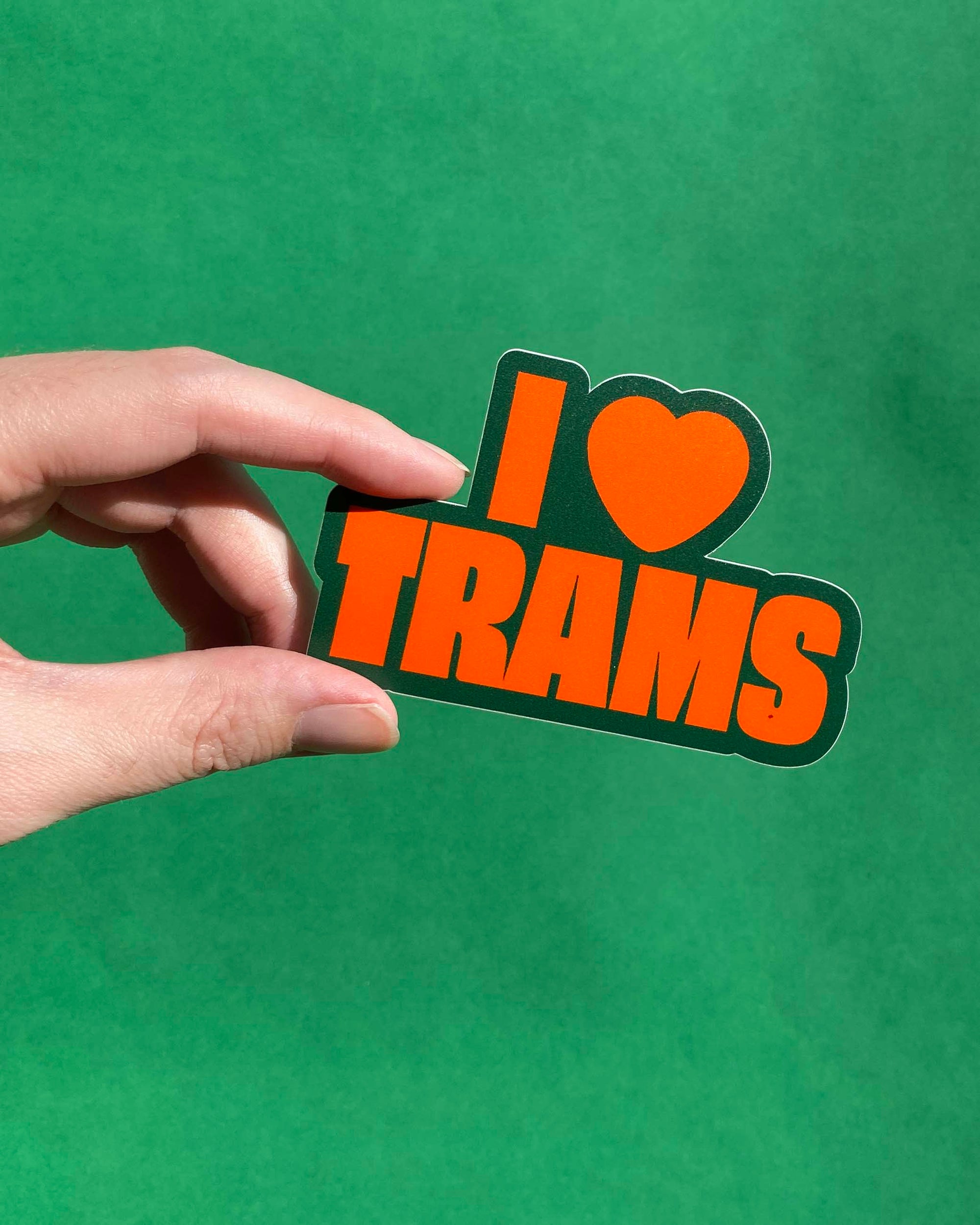 I HEART TRAMS | Diecut Individual Vinyl Sticker