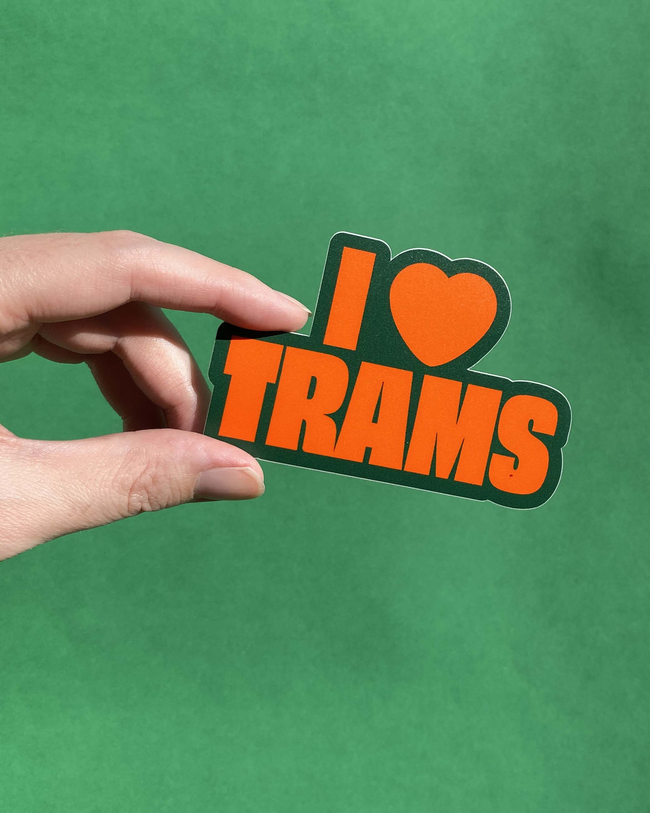 I HEART TRAMS | Diecut Individual Vinyl Sticker