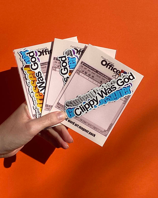 Nostalgic WordArt Magnet Pack | 90s Microsoft Office-Inspired Graphic Design Magnets