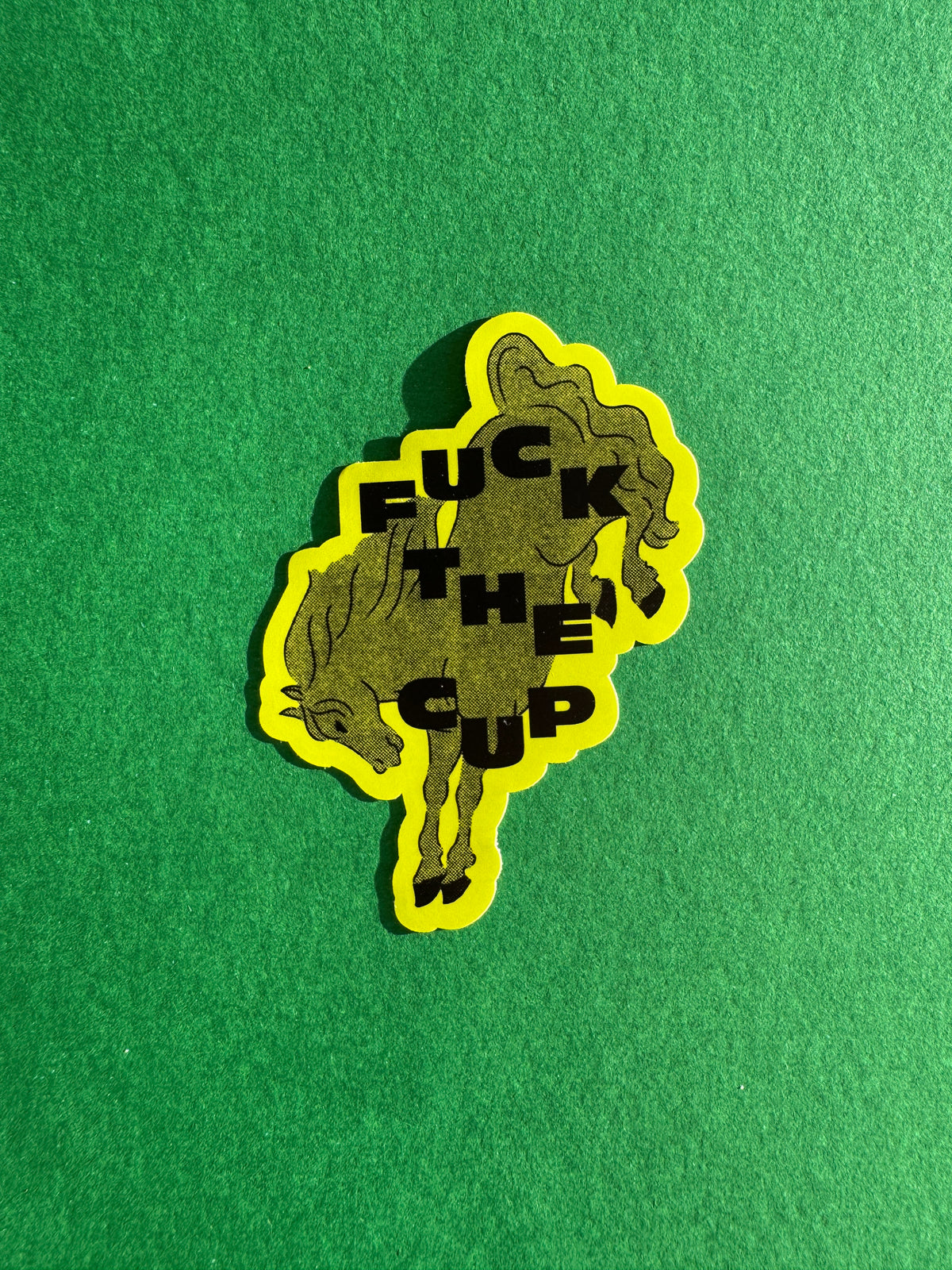 F the Cup! | Bright Green Horsey Matte Vinyl Die Cut Sticker