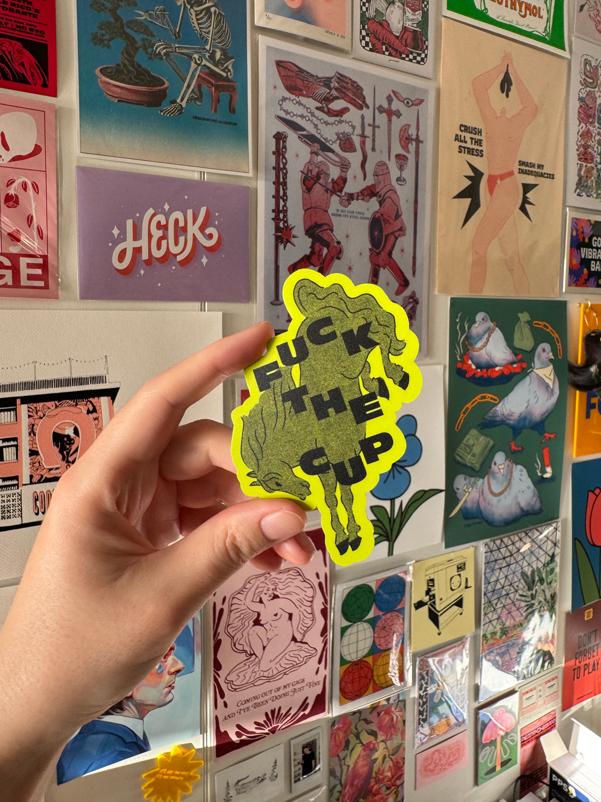 F the Cup! | Bright Green Horsey Matte Vinyl Die Cut Sticker