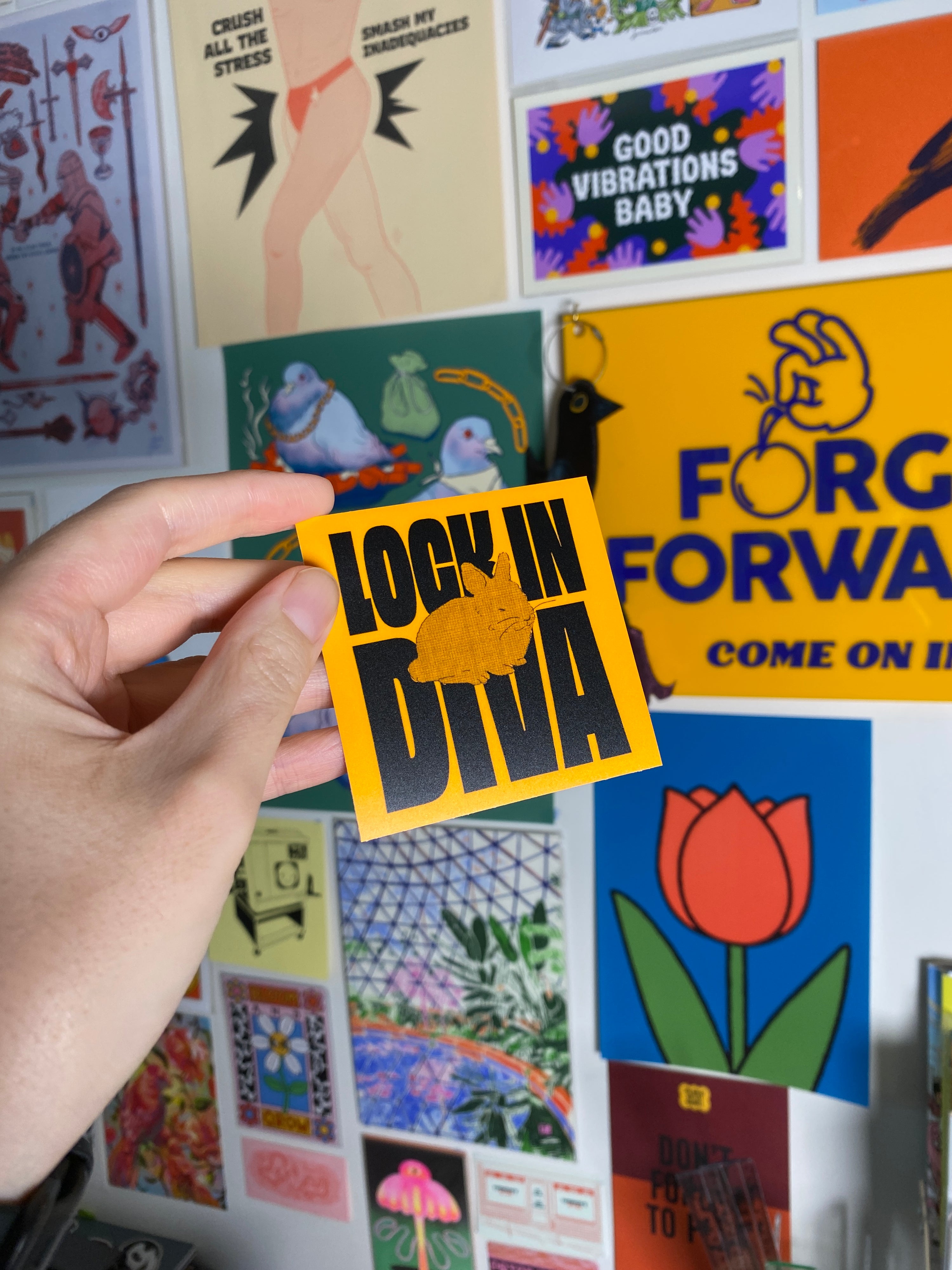 Lock In Diva | Tired Bunnie Matte Vinyl Die Cut Sticker